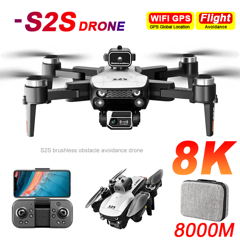 Electronics New Gadgets - ใหม่S2S Drone 8K Professional HD Dualกล้องBrushlessหลีกเลี่ยงอุปสรรคถ่ายภาพทางอากาศQuadcopterแบบพับได้ของเล่นของขวัญ