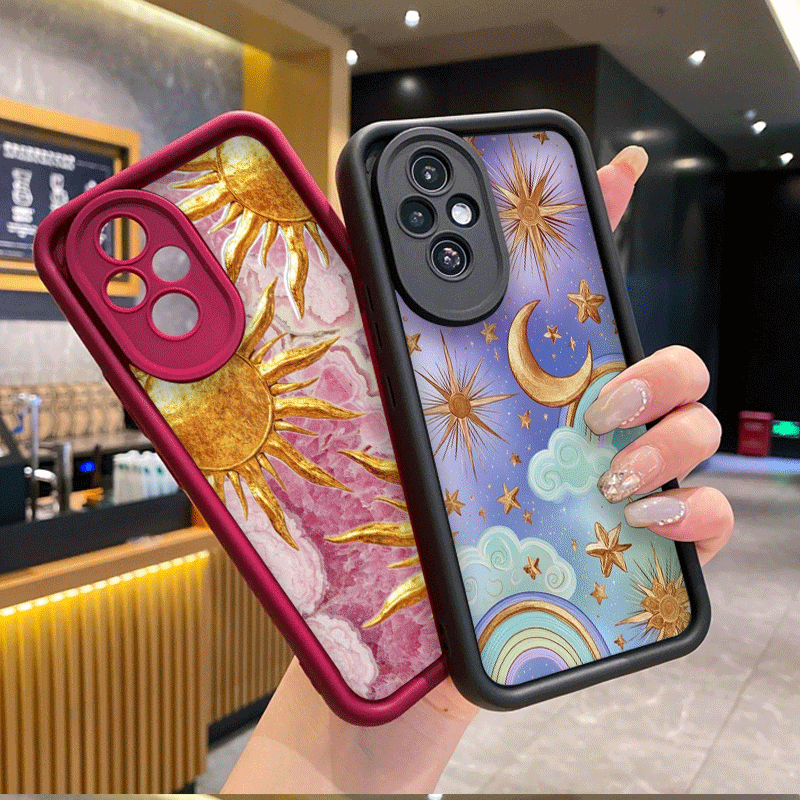 Huawei Mate 60 - เคสโทรศัพท์พิมพ์ลายวินเทจ ท้องฟ้าเต็มดาว พระอาทิตย์ พระจันทร์ สำหรับ Honor