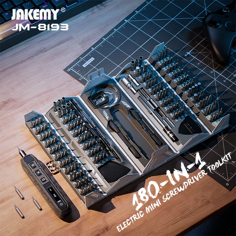 Electronics Repair Gadgets - Jakemy ชุดเครื่องมือไขควงมีความแม่นยำขนาดเล็กไฟฟ้า180-in-1 JM-8193อเนกประสงค์สำหรับซ่อมโทรศัพท์ขนาดเล็กสำหรับกล้องอุปกรณ์อิเล็กทรอนิกส์