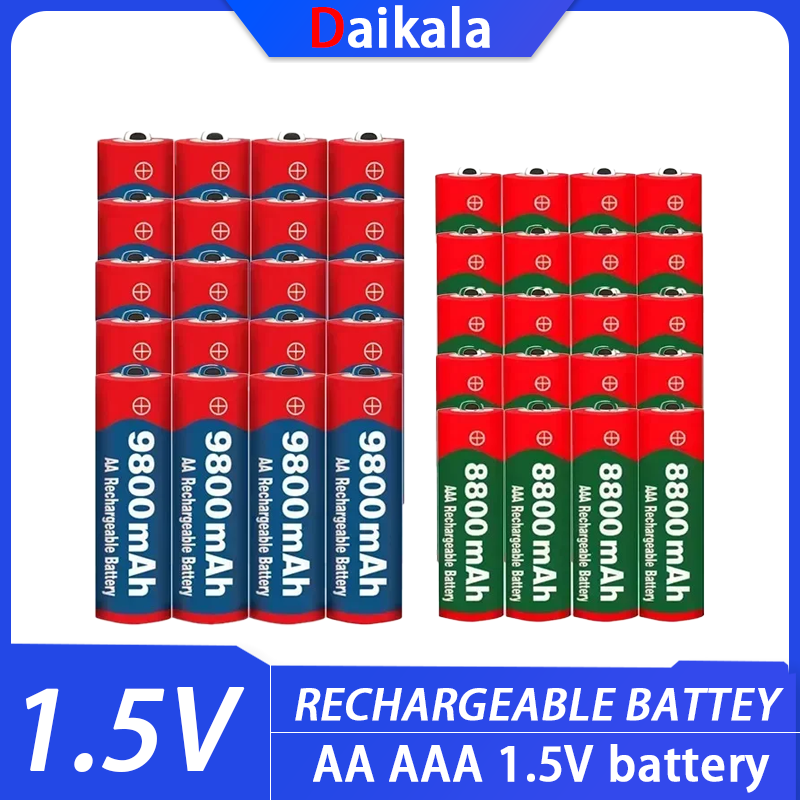 Electronics New Gadgets - 2026 แบตเตอรี่แบบชาร์จไฟได้ใหม่ 1.5V AA 9800 +1.5V