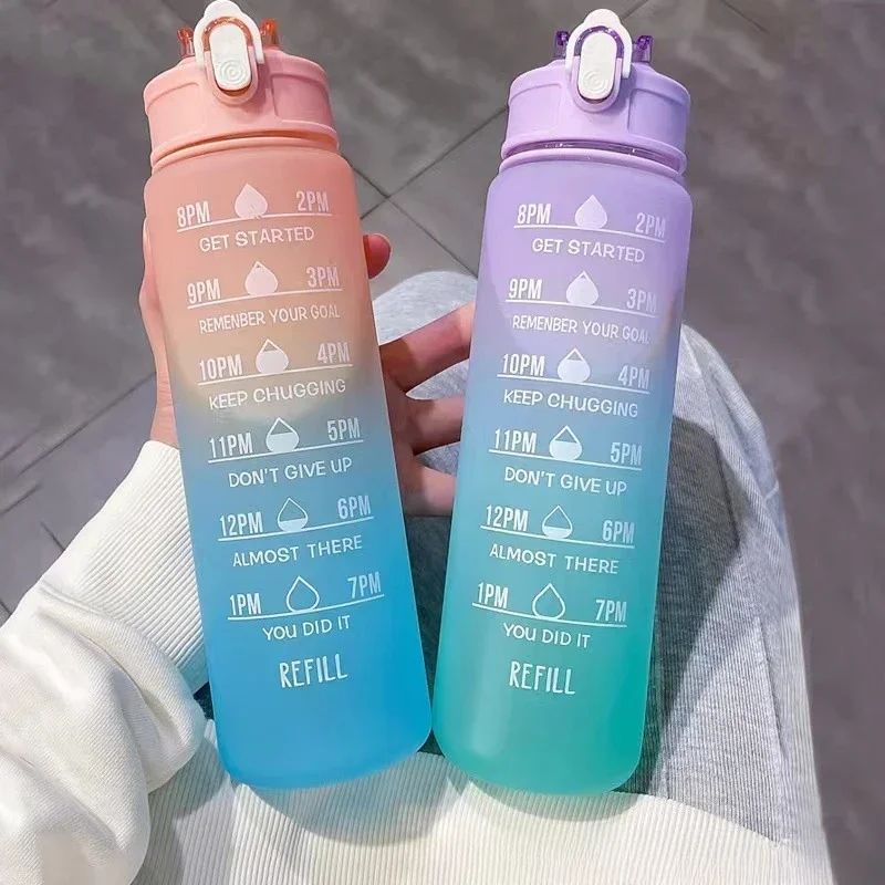 Smart Water Bottle Tracker - ขวดน้ำกีฬาพร้อมฝาปิดแบบล็อคหลอดติดตามเวลาป้องกันการรั่วซึมสำหรับพกพาสะดวก เหมาะสำหรับการผจญภัยกลางแจ้ง