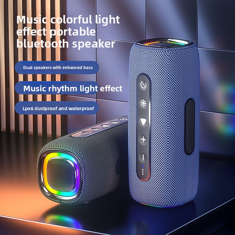 Bluetooth Speaker Waterproof - ลำโพงบลูทูธไร้สายแบบพกพา กันน้ำ สำหรับใช้งานกลางแจ้ง พร้อมซับวูฟเฟอร์เสียงหนักแน่น ไฟ RGB