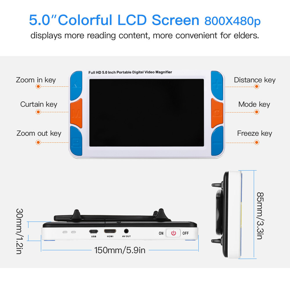 อีโยโย 5.0' นิ้ว LCD 3-48X แว่ - Digital Magnifier Reading บทวิจารณ์และราคา